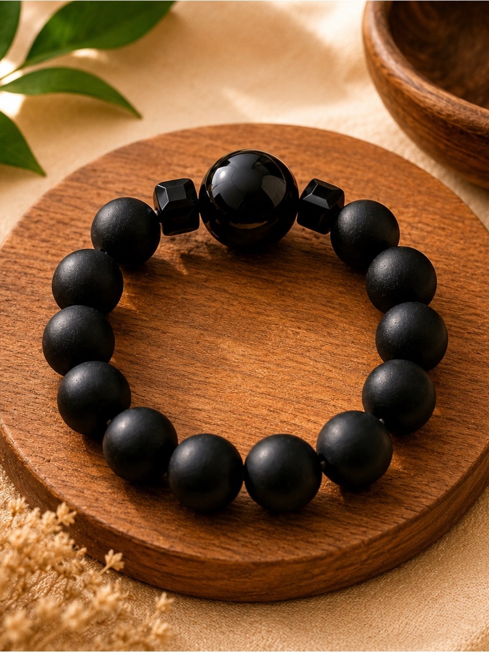 Black Recycled Glass krobo Bead Bracelets